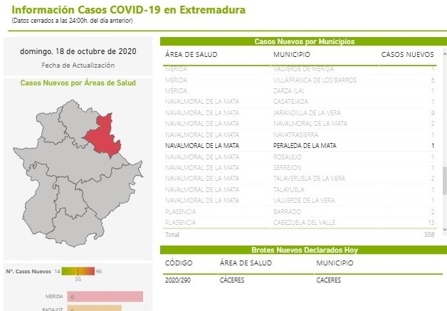 Un nuevo positivo por coronavirus (octubre 2020) - Peraleda de la Mata (Cáceres)