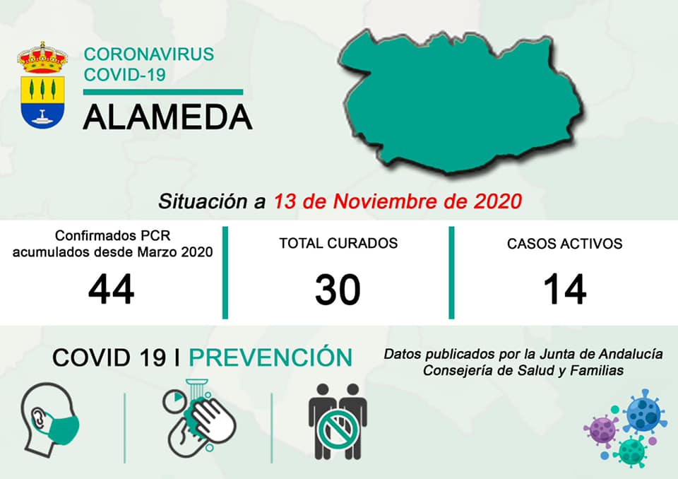 14 casos activos de COVID-19 (noviembre 2020) - Alameda (Málaga)