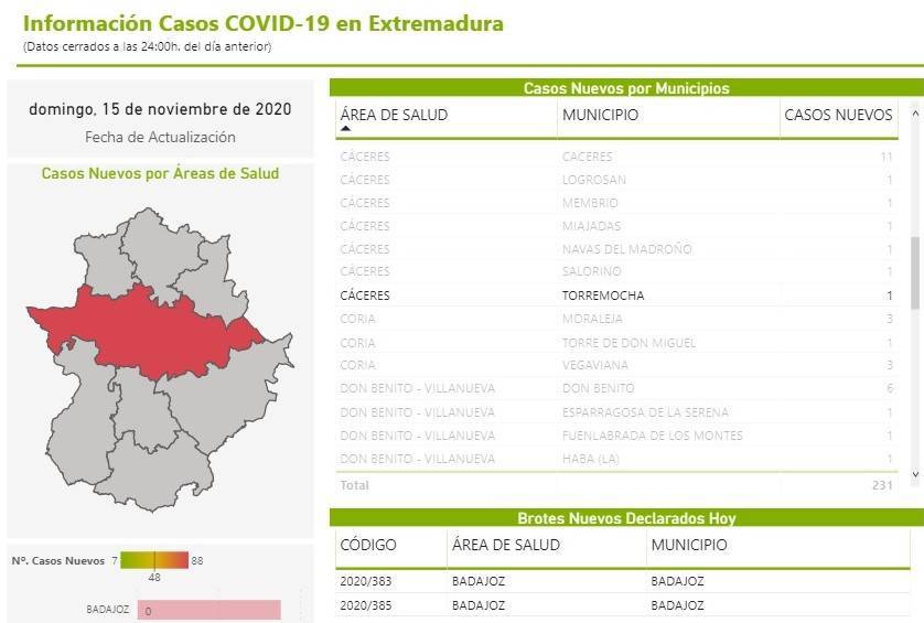 2 nuevos casos positivos de COVID-19 (noviembre 2020) - Torremocha (Cáceres) 2
