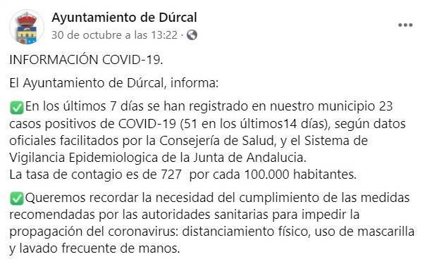 23 nuevos casos positivos de COVID-19 (octubre 2020) - Dúrcal (Granada)