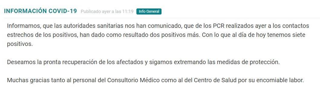 7 casos positivos activos de COVID-19 (noviembre 2020) - Torremocha (Cáceres)