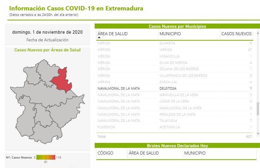Nuevo caso de COVID-19 (octubre 2020) - Deleitosa (Cáceres)