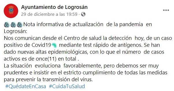 3 nuevos casos positivos de COVID-19 (diciembre 2020) - Logrosán (Cáceres) 1