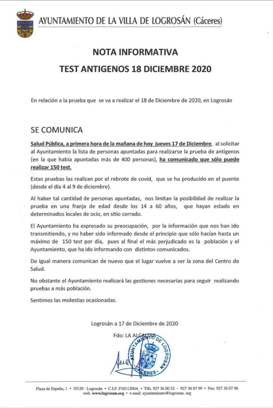31 casos positivos activos de COVID-19 (diciembre 2020) - Logrosán (Cáceres) 2
