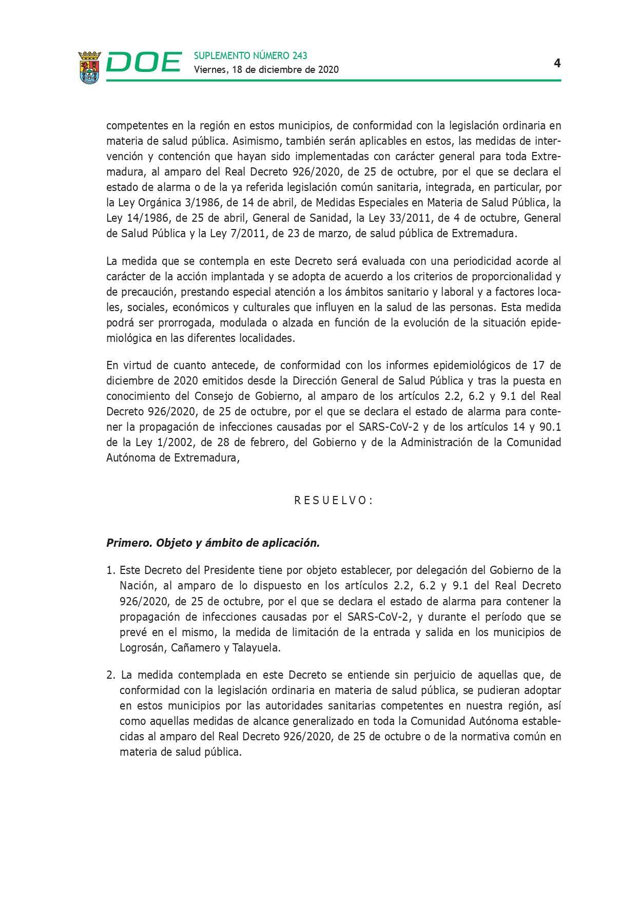 Cierre perimetral por COVID-19 (2020) - Talayuela (Cáceres), Logrosán (Cáceres) y Cañamero (Cáceres) 4