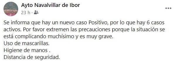 6 casos positivos activos de COVID-19 (enero 2021) - Navalvillar de Ibor (Cáceres) 3