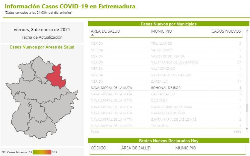 Nuevo caso positivo de COVID-19 (enero 2021) - Bohonal de Ibor (Cáceres)