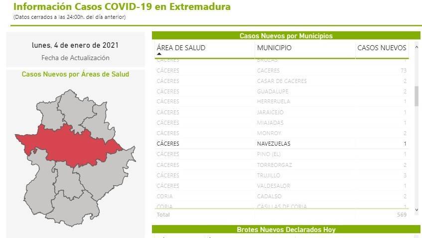 Nuevo caso positivo de COVID-19 (enero 2021) - Navezuelas (Cáceres)