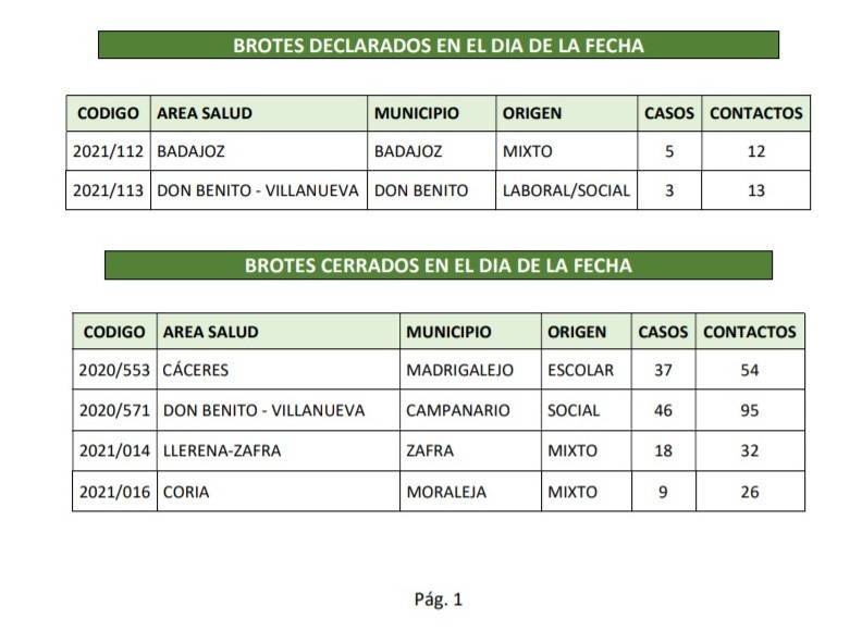 3 casos positivos activos y brote cerrado de COVID-19 (febrero 2021) - Madrigalejo (Cáceres)