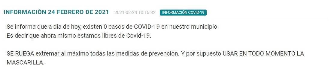Libre de COVID-19 (febrero 2021) - Madrigalejo (Cáceres)