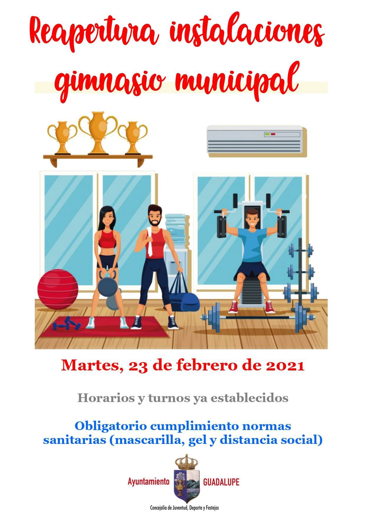 Reapertura del gimnasio municipal (febrero 2021) - Guadalupe (Cáceres)