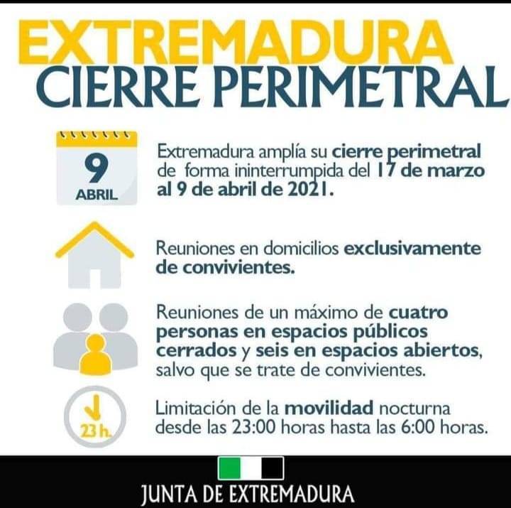 Cierre perimetral de Extremadura (marzo-abril 2021)