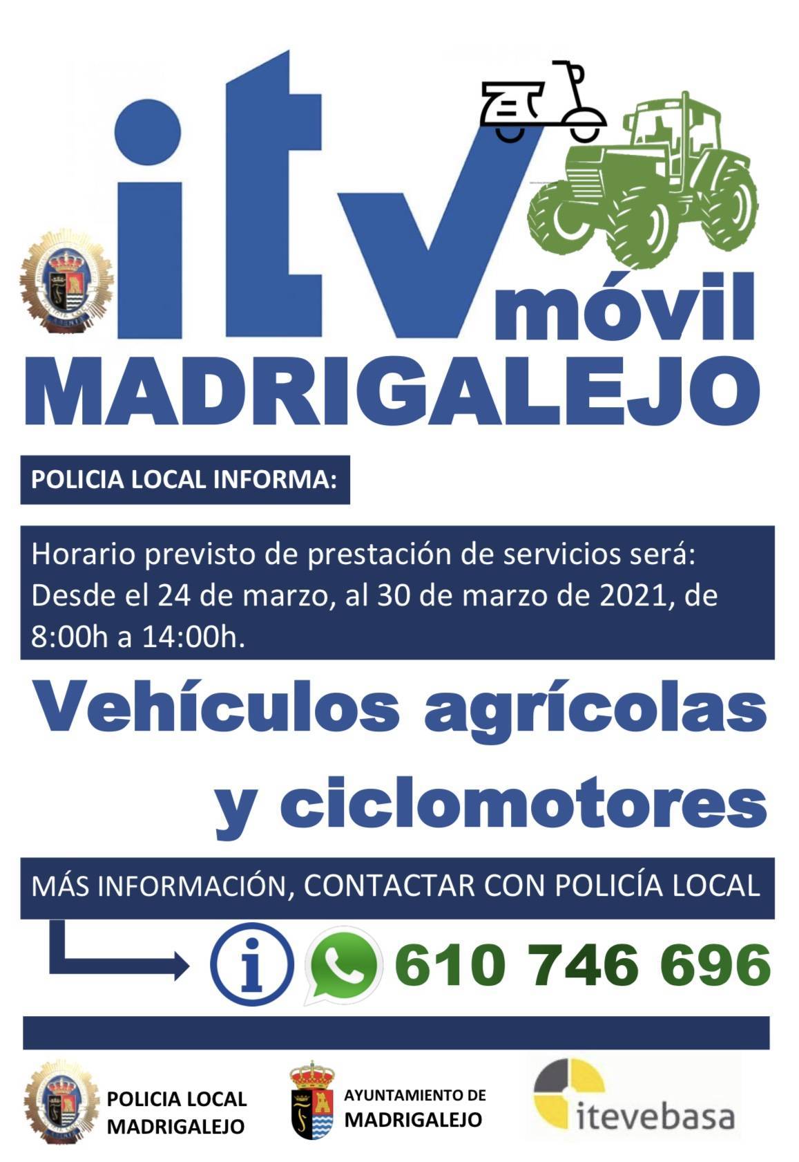Desplazamiento de una unidad móvil de ITV (marzo 2021) - Madrigalejo (Cáceres)
