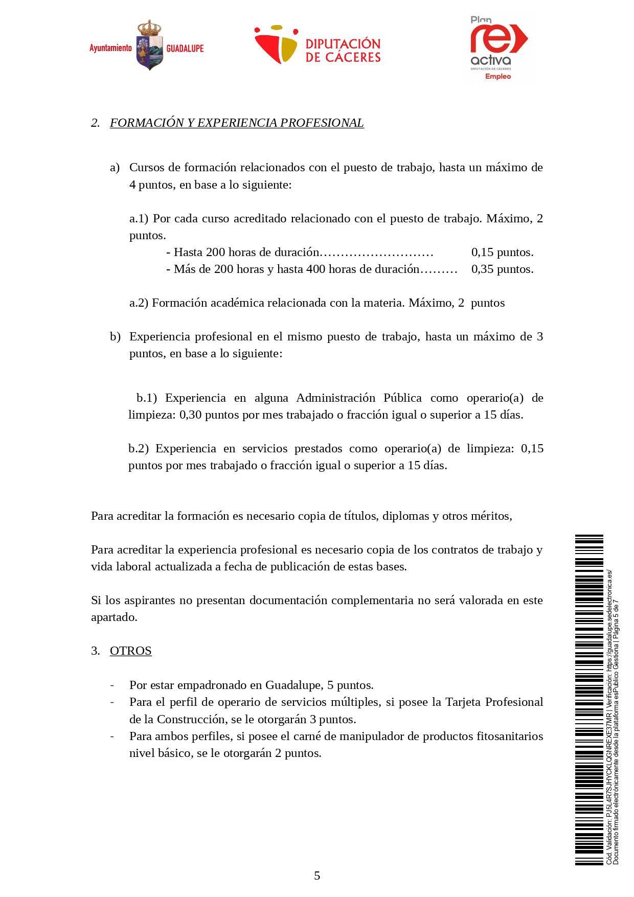 Un operario-a de servicios múltiples y dos operarios-as de limpieza (2021) - Guadalupe (Cáceres) 5