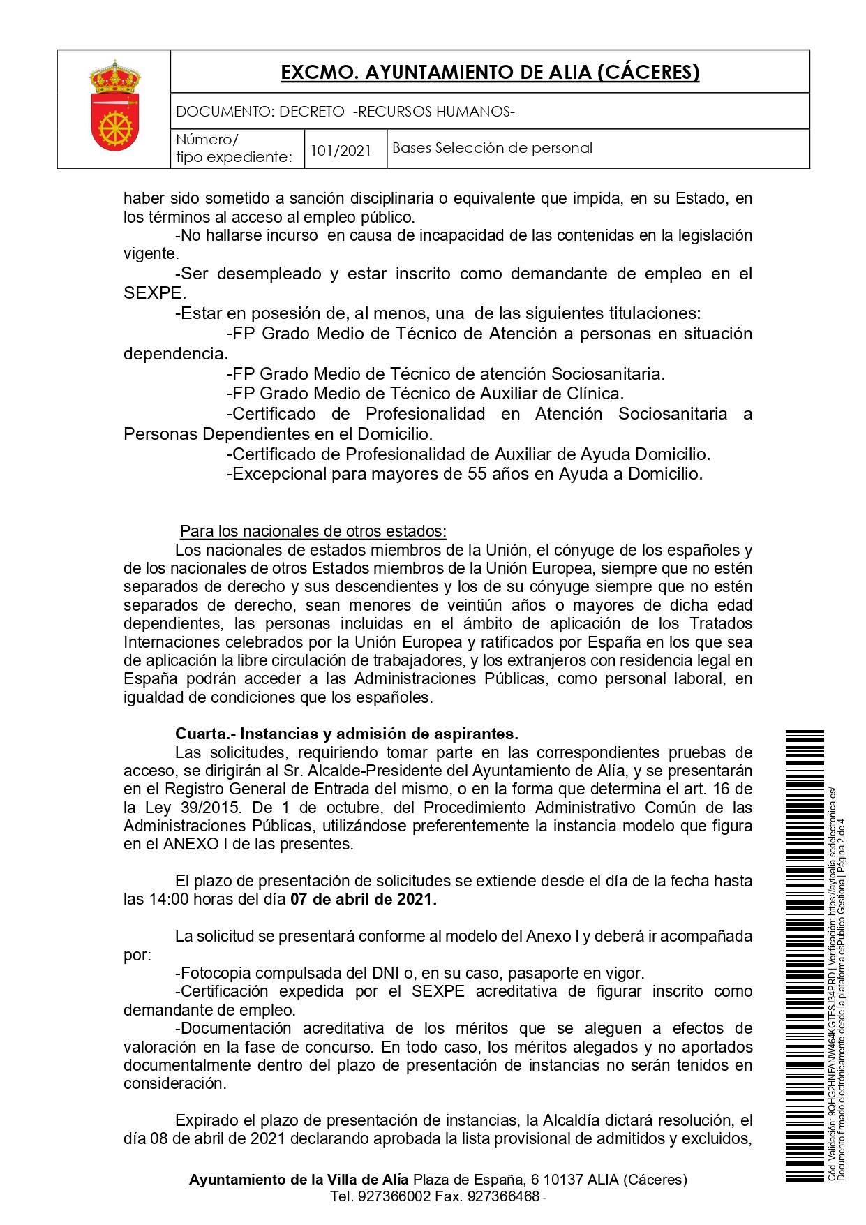 Auxiliar de ayuda a domicilio (2021) - Alía (Cáceres) 2