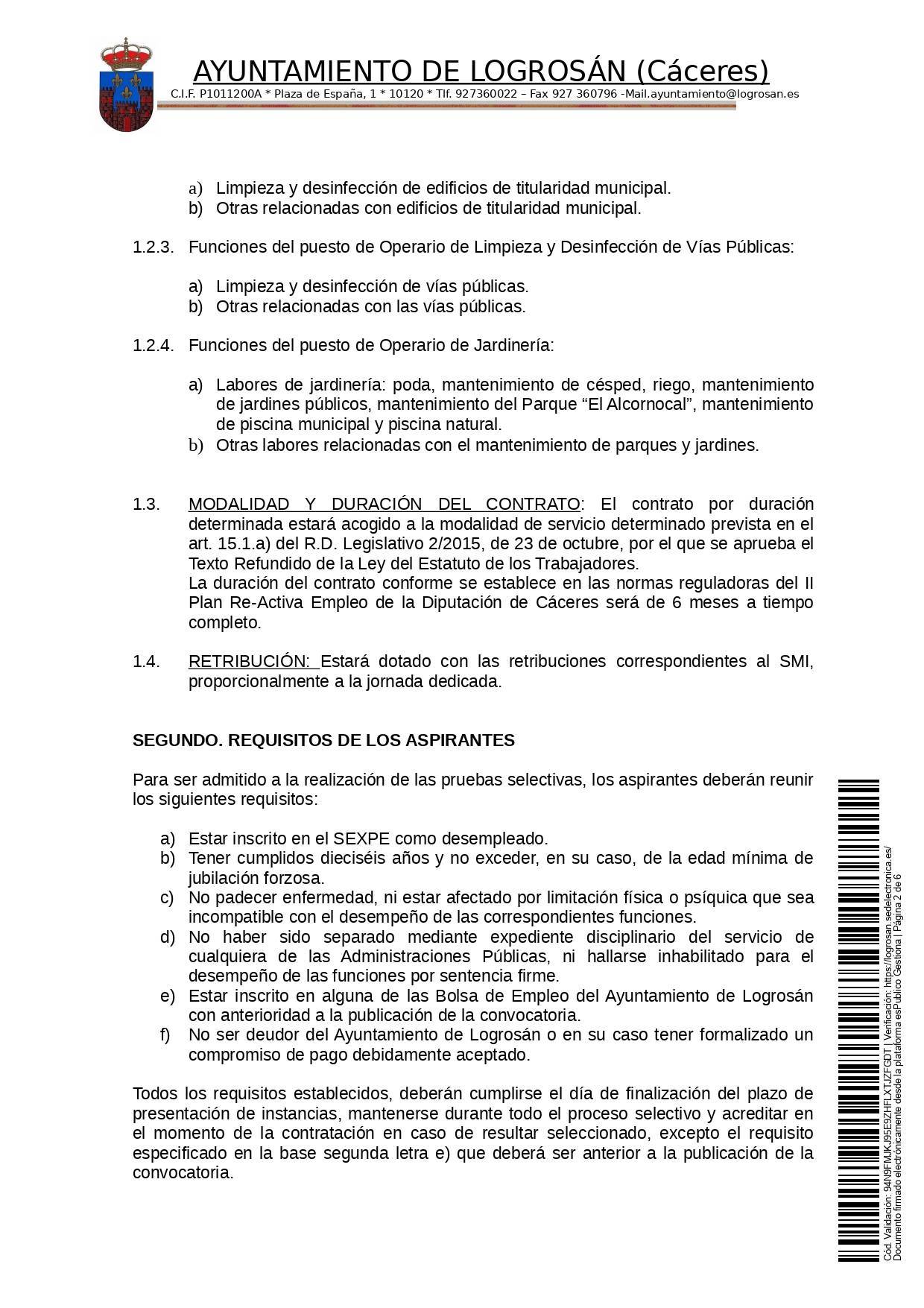 Bases para 8 puestos de trabajo (2021) - Logrosán (Cáceres) 2