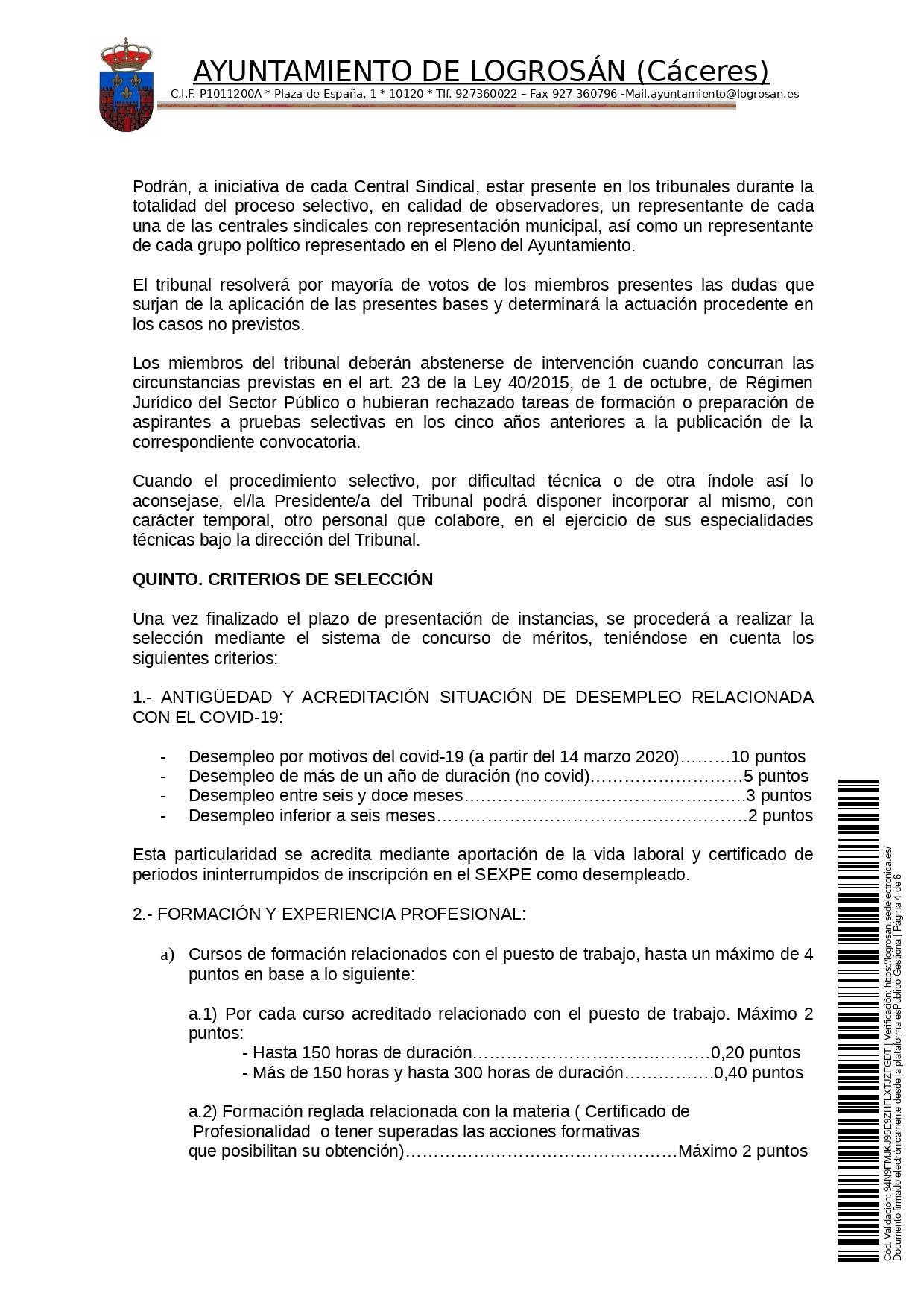 Bases para 8 puestos de trabajo (2021) - Logrosán (Cáceres) 4