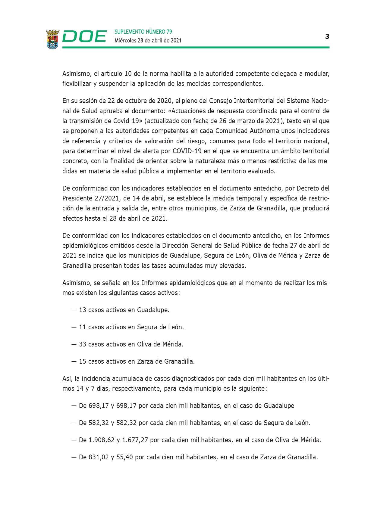 Cierre perimetral por COVID-19 (abril 2021) - Guadalupe (Cáceres) 3