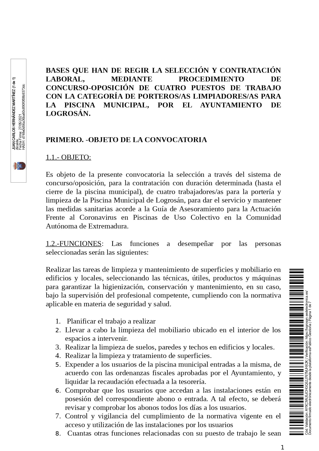 4 porteros-as limpiadores-as para la piscina municipal (2021) - Logrosán (Cáceres) 3