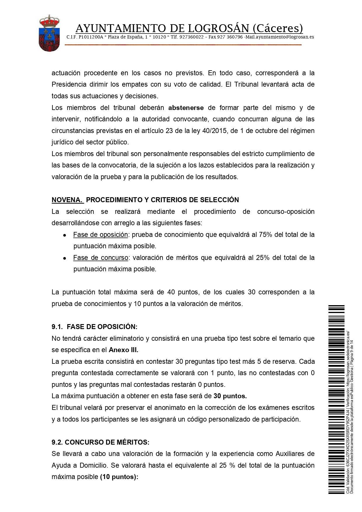 Bolsa de empleo de auxiliar de ayuda a domicilio (2021) - Logrosán (Cáceres) 9