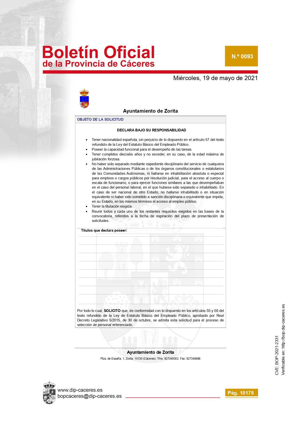 Técnico-a contable (2021) - Zorita (Cáceres) 12