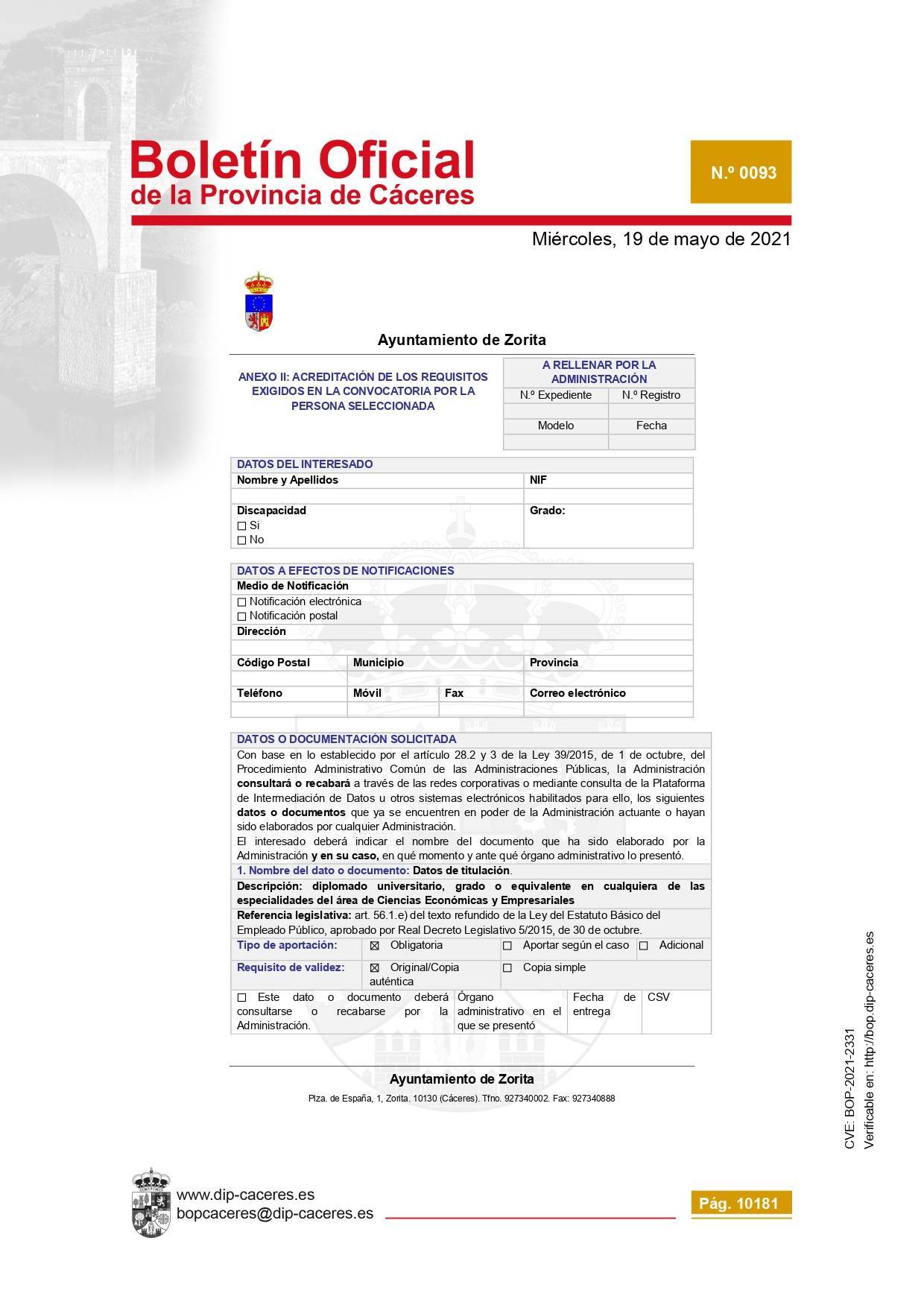 Técnico-a contable (2021) - Zorita (Cáceres) 15