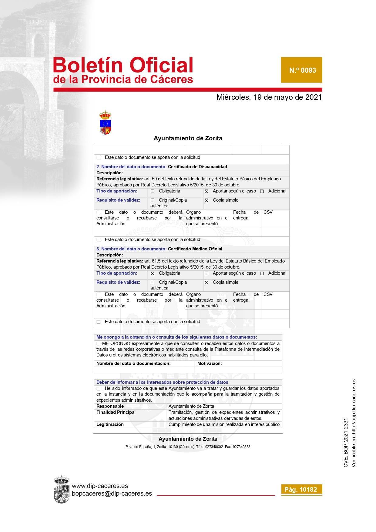 Técnico-a contable (2021) - Zorita (Cáceres) 16