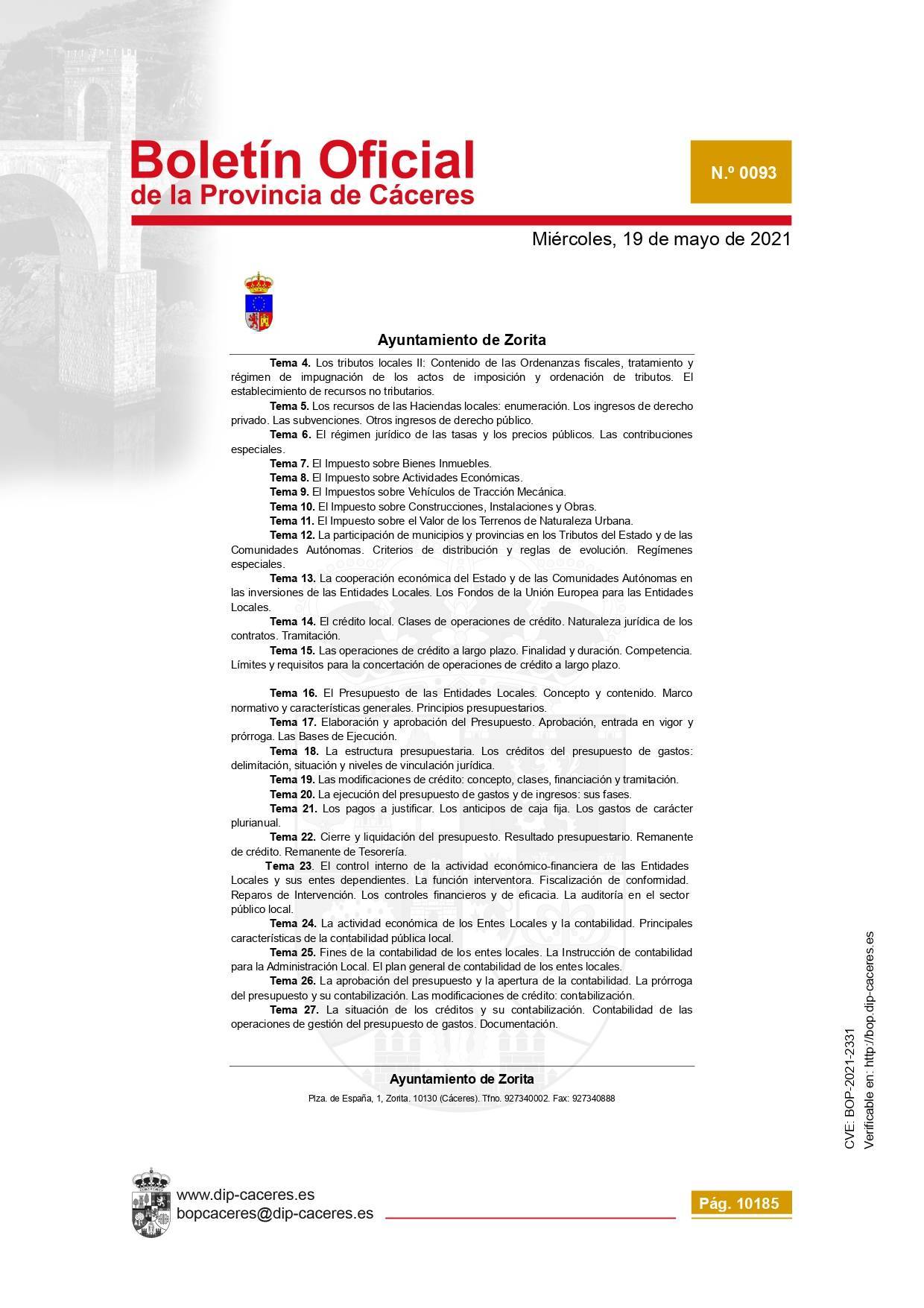 Técnico-a contable (2021) - Zorita (Cáceres) 19