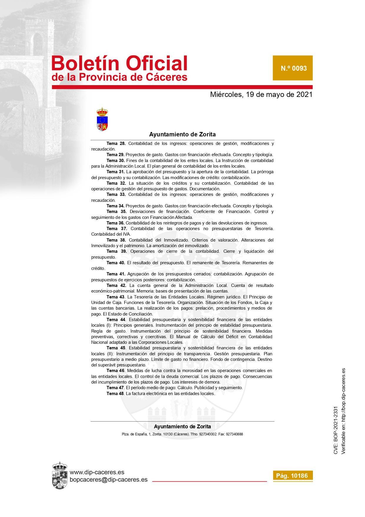 Técnico-a contable (2021) - Zorita (Cáceres) 20