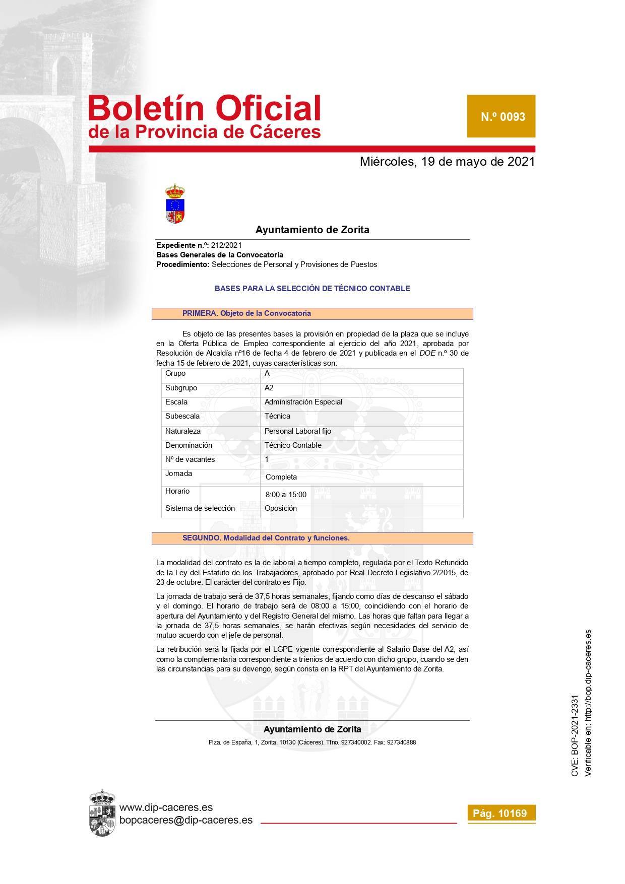 Técnico-a contable (2021) - Zorita (Cáceres) 3