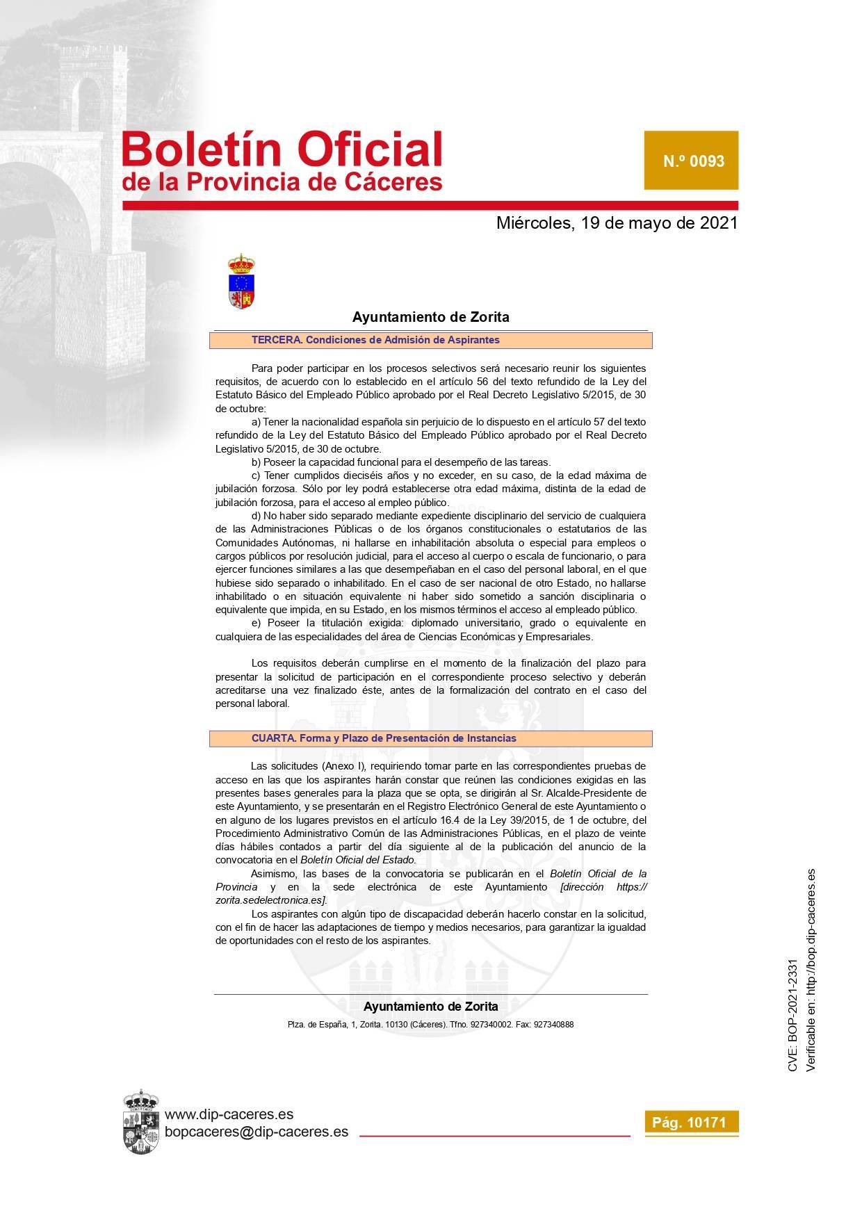 Técnico-a contable (2021) - Zorita (Cáceres) 5