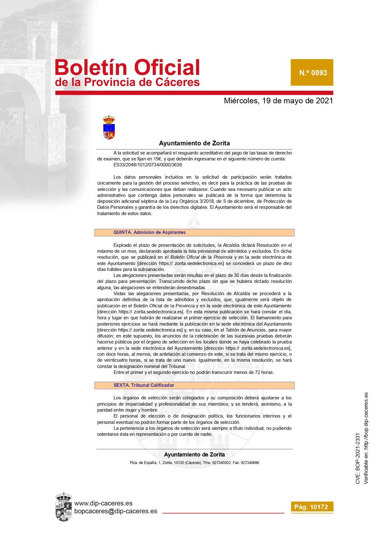 Técnico-a contable (2021) - Zorita (Cáceres) 6