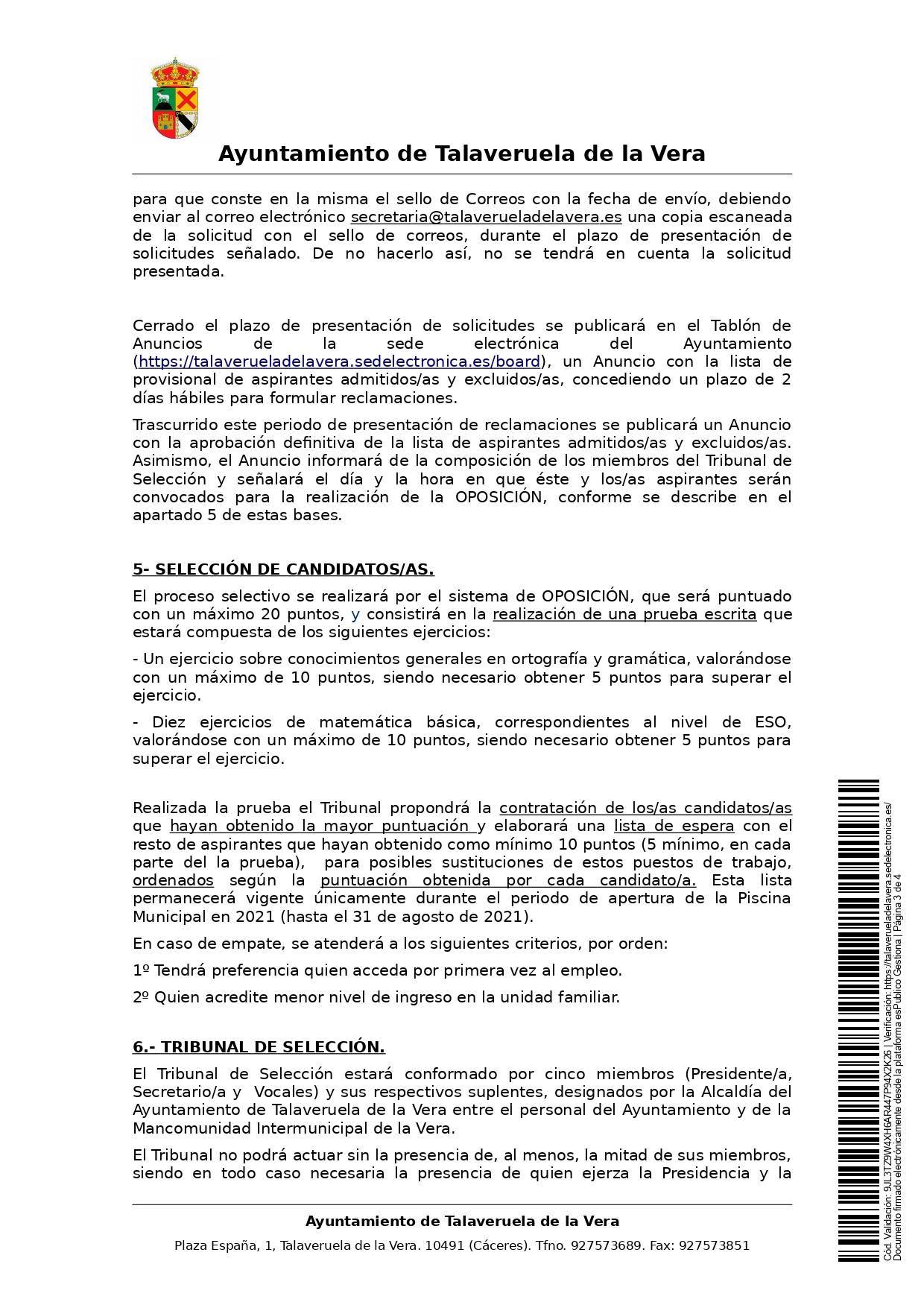 2 taquilleros-as para la piscina municipal (2021) - Talaveruela de la Vera (Cáceres) 3