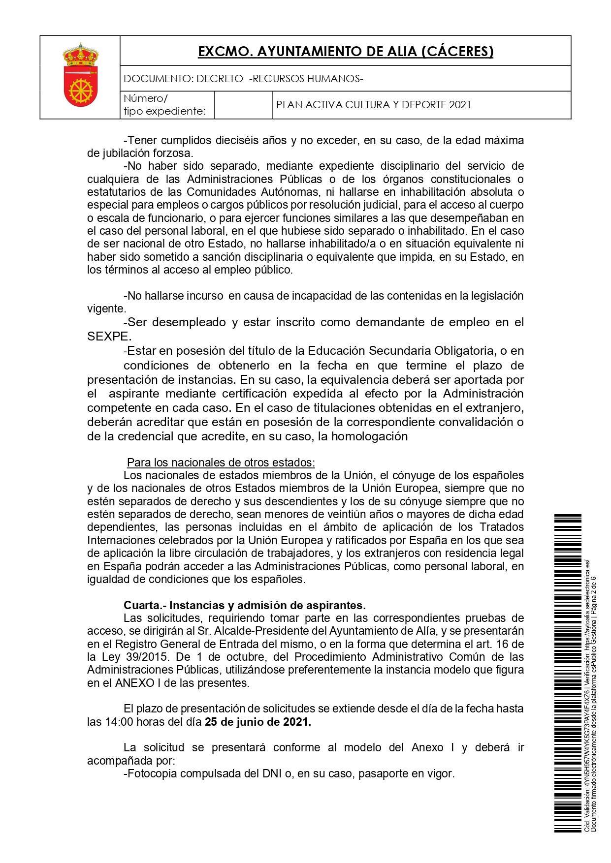 2 técnicos de dinamización sociocultural (2021) - Alía (Cáceres) 2