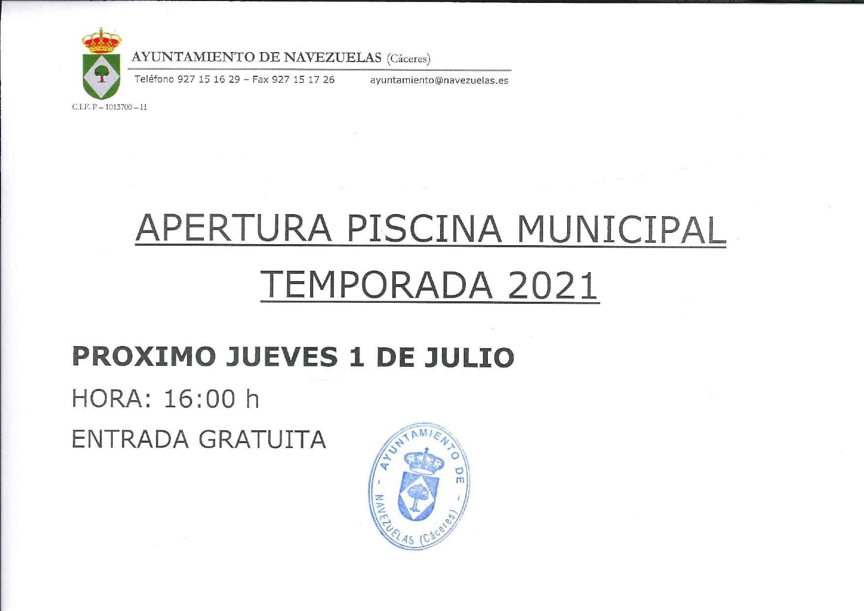 Apertura de la piscina municipal (2021) - Navezuelas (Cáceres)