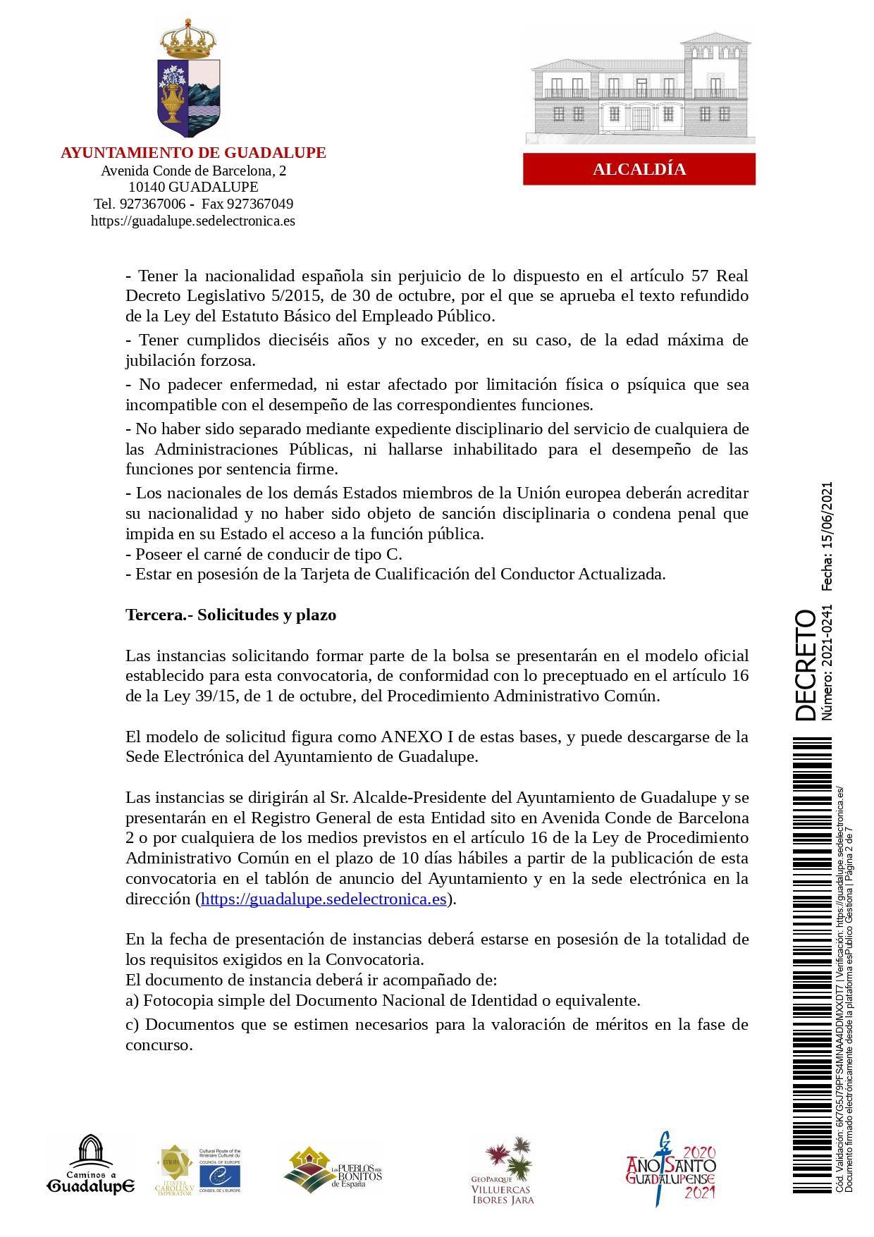 Bolsa de conductores-operarios de recogida de RSU (2021) - Guadalupe (Cáceres) 2