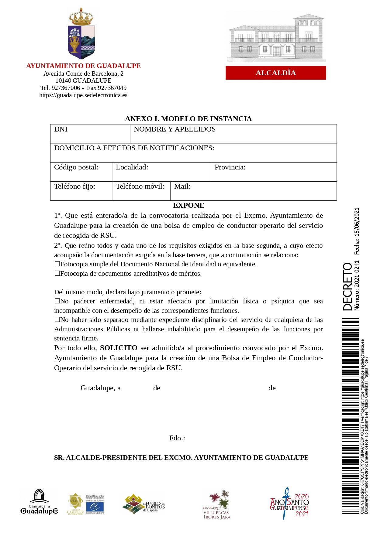 Bolsa de conductores-operarios de recogida de RSU (2021) - Guadalupe (Cáceres) 7