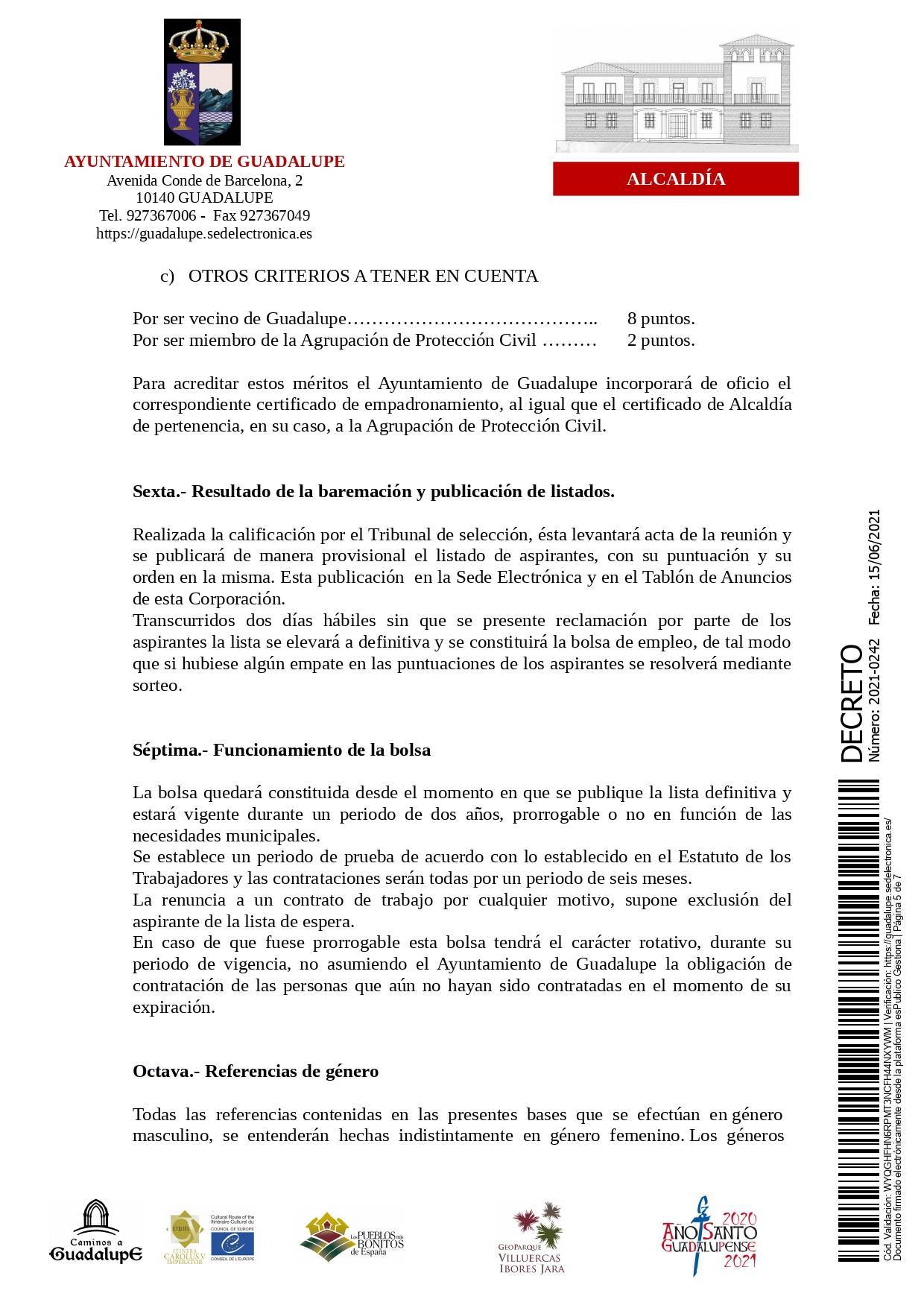 Bolsa de operarios de servicios múltiples para eventos (2021) - Guadalupe (Cáceres) 5