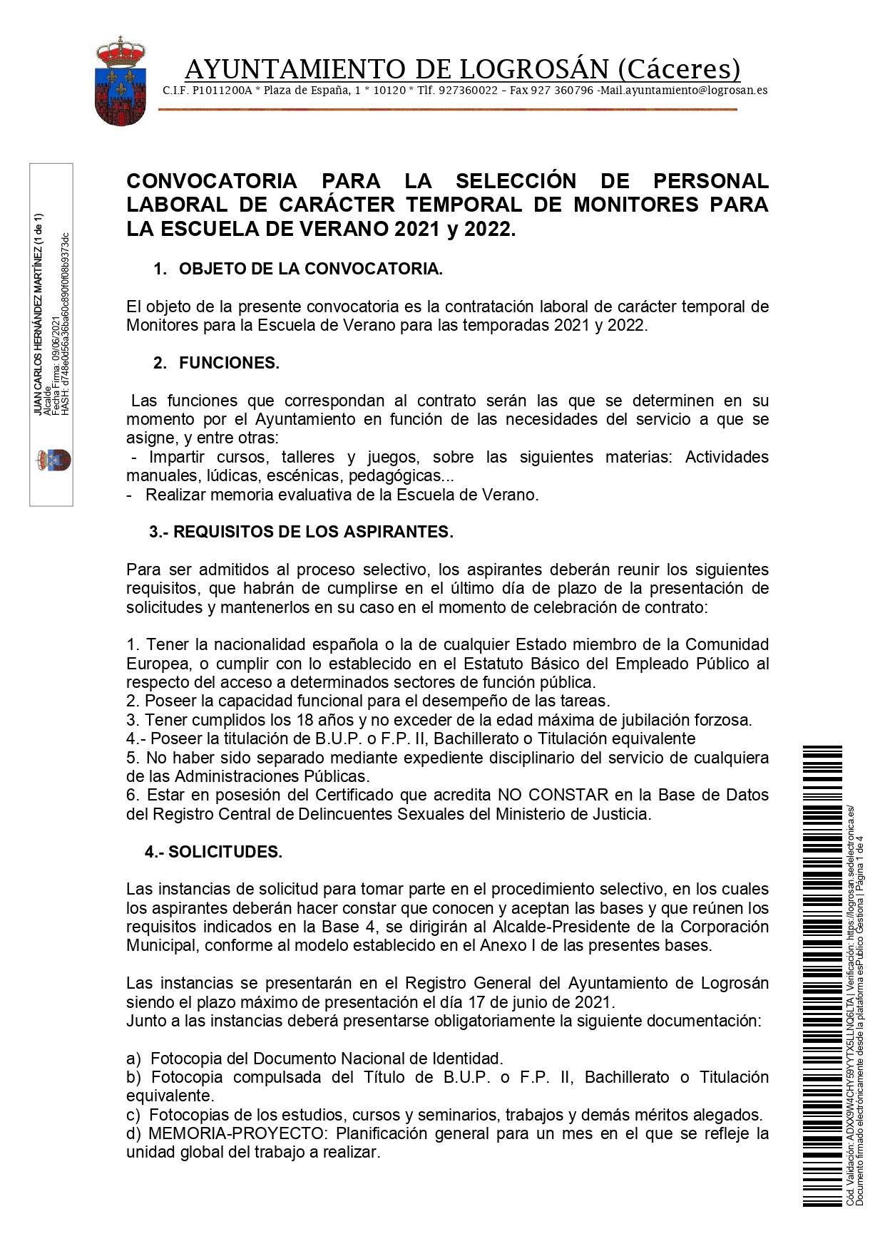 Monitores para la escuela de verano (2021-2022) - Logrosán (Cáceres) 1