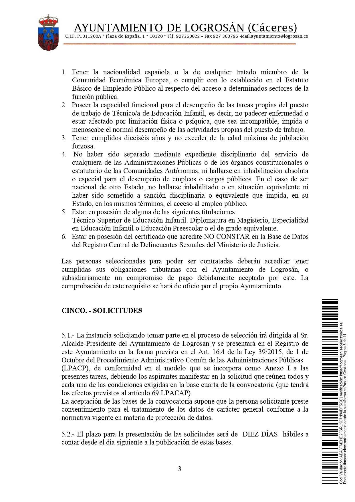 Bolsa de técnicos-as en educación infantil (2021) - Logrosán (Cáceres) 3