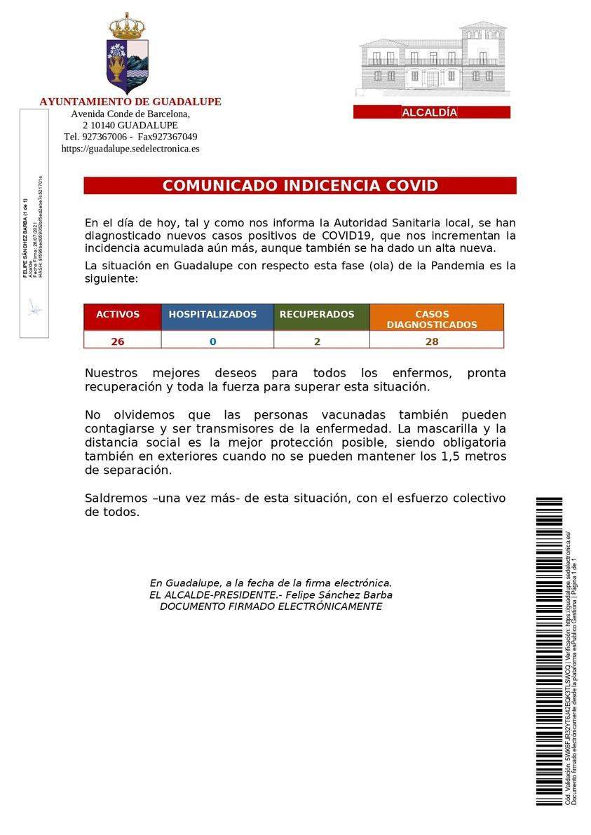 Restricción de la entrada y salida por COVID-19 (julio 2021) - Guadalupe (Cáceres) 1