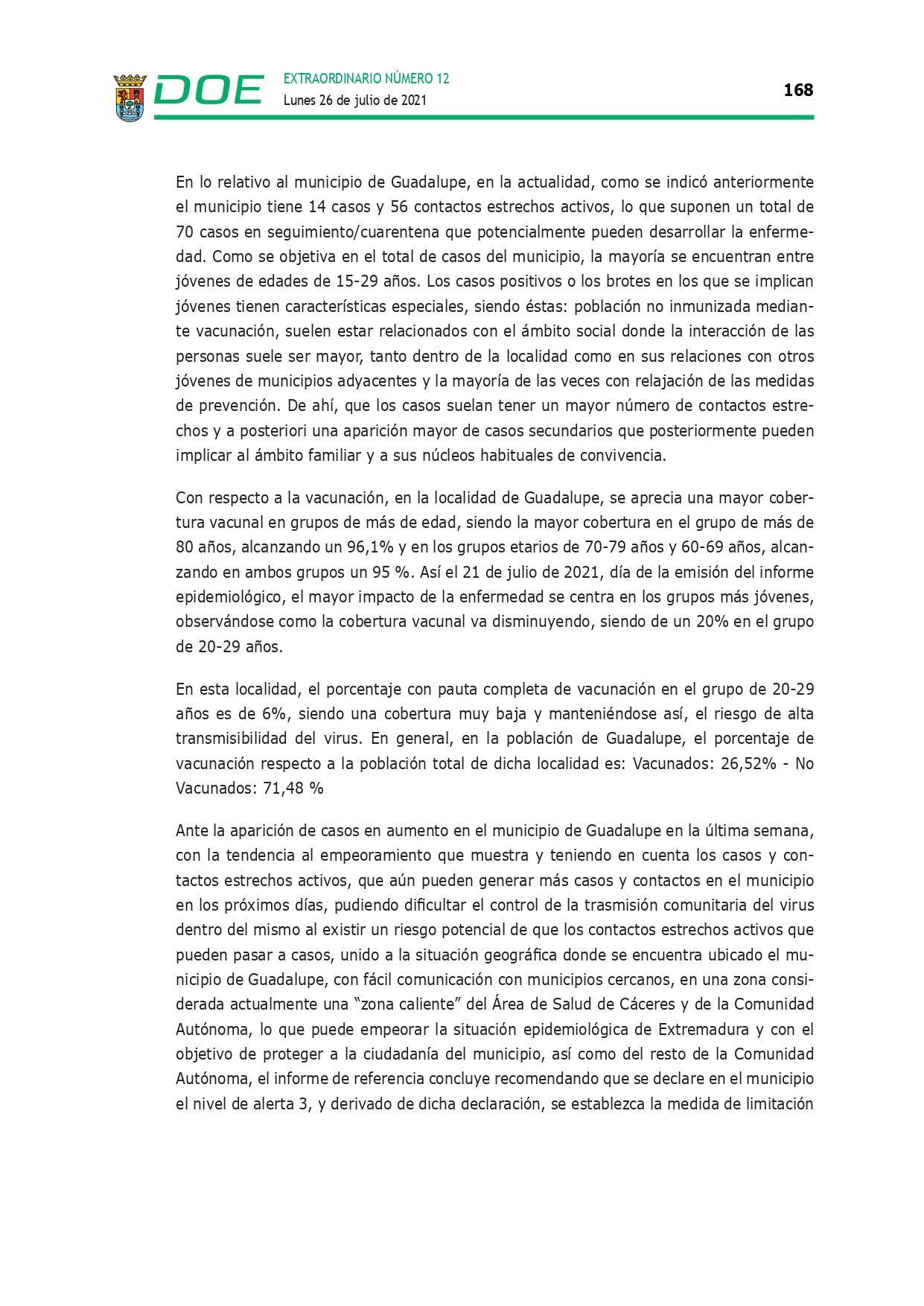 Restricción de la entrada y salida por COVID-19 (julio 2021) - Guadalupe (Cáceres) 14