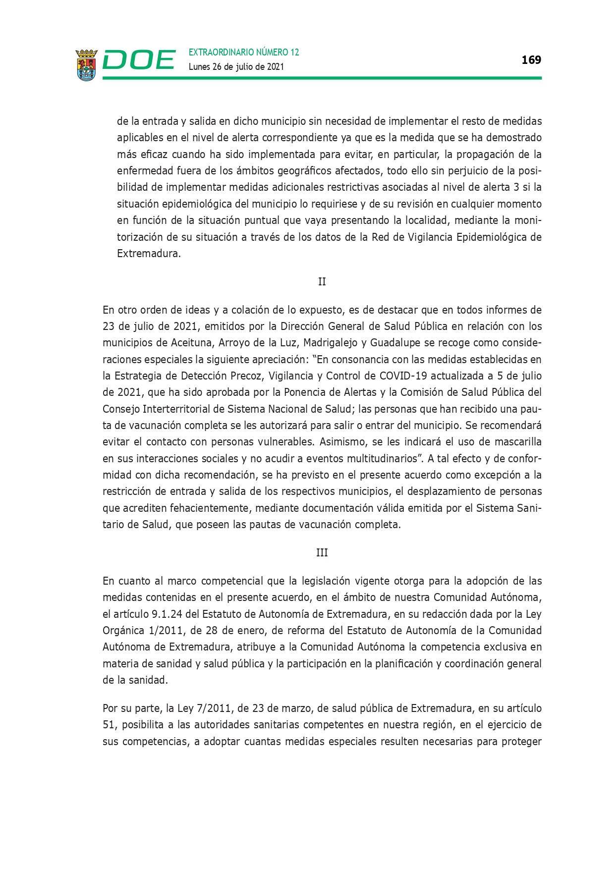 Restricción de la entrada y salida por COVID-19 (julio 2021) - Guadalupe (Cáceres) 15