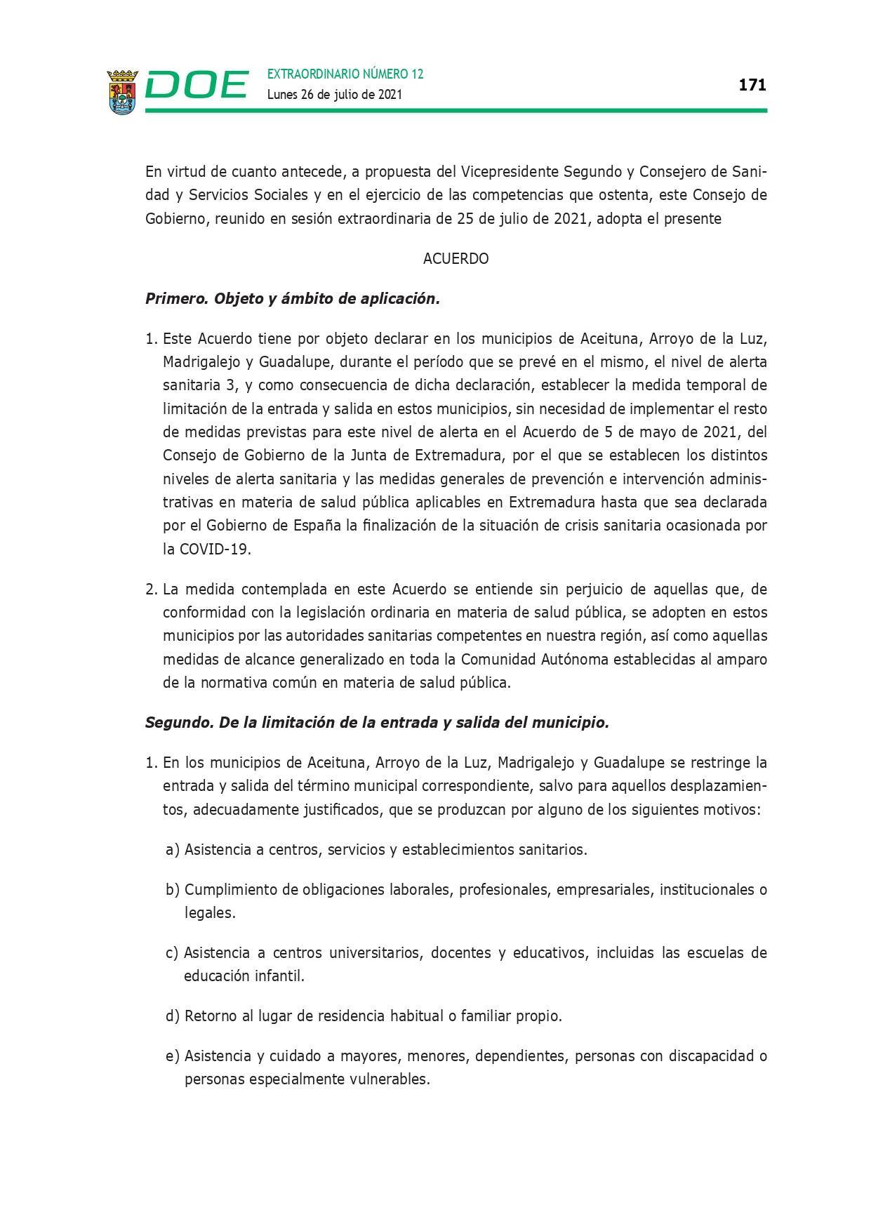 Restricción de la entrada y salida por COVID-19 (julio 2021) - Guadalupe (Cáceres) 17