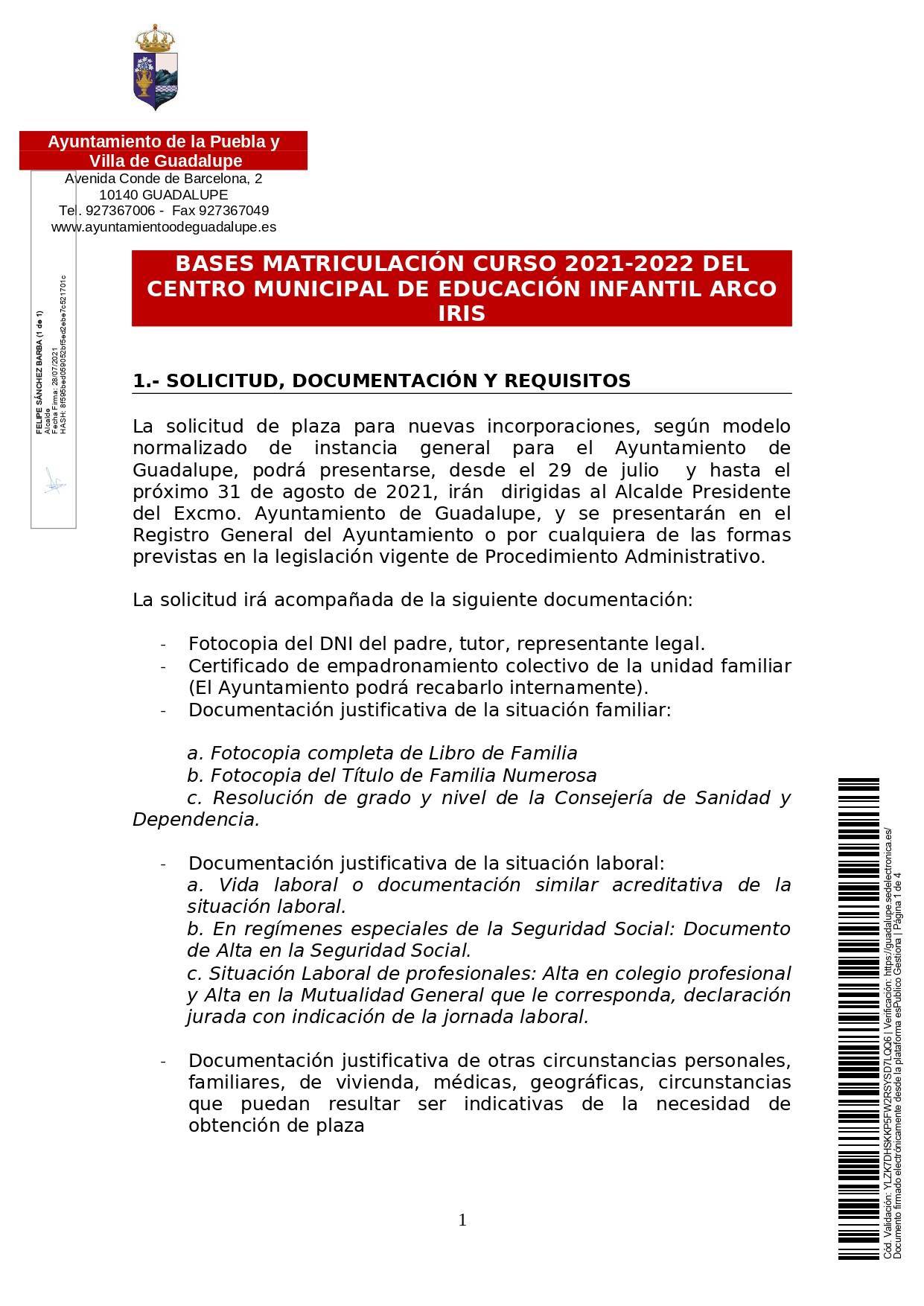 Abierto el plazo de matriculación para la guardería (2021) - Guadalupe (Cáceres) 2