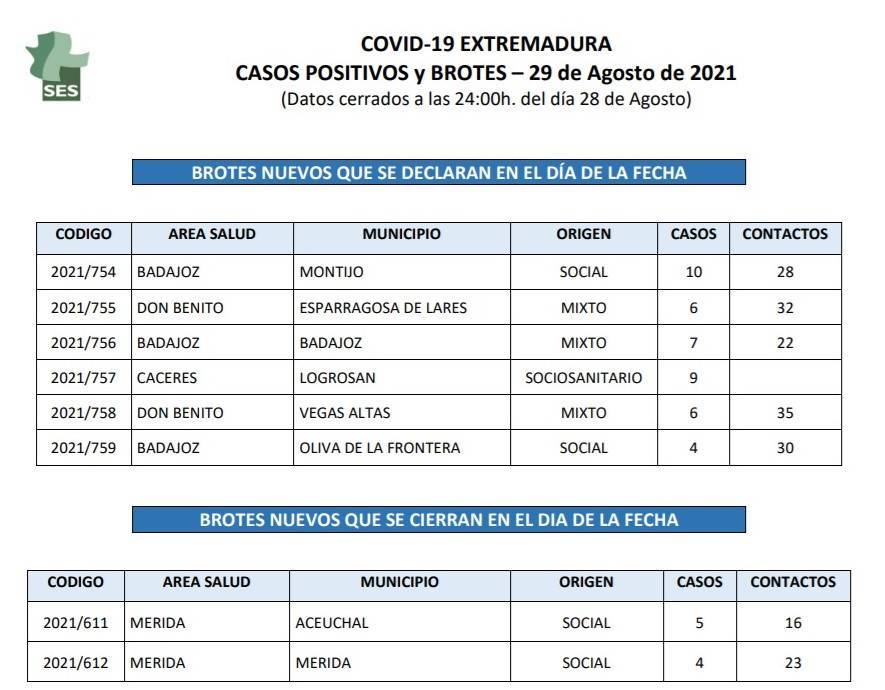 Brote y 12 nuevos casos positivos de COVID-19 (agosto 2021) - Logrosán (Cáceres) 1