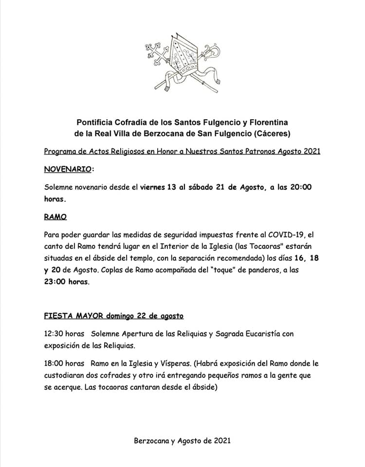 Programa de actividades culturales y religiosas (2021) - Berzocana (Cáceres) 2