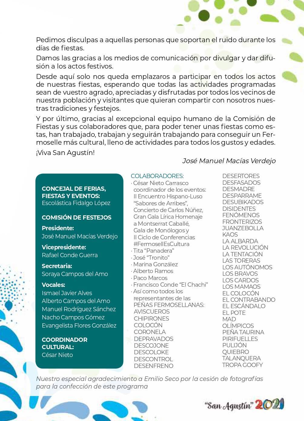 Programa de ferias y fiestas de San Agustín (2021) - Fermoselle (Zamora) 4