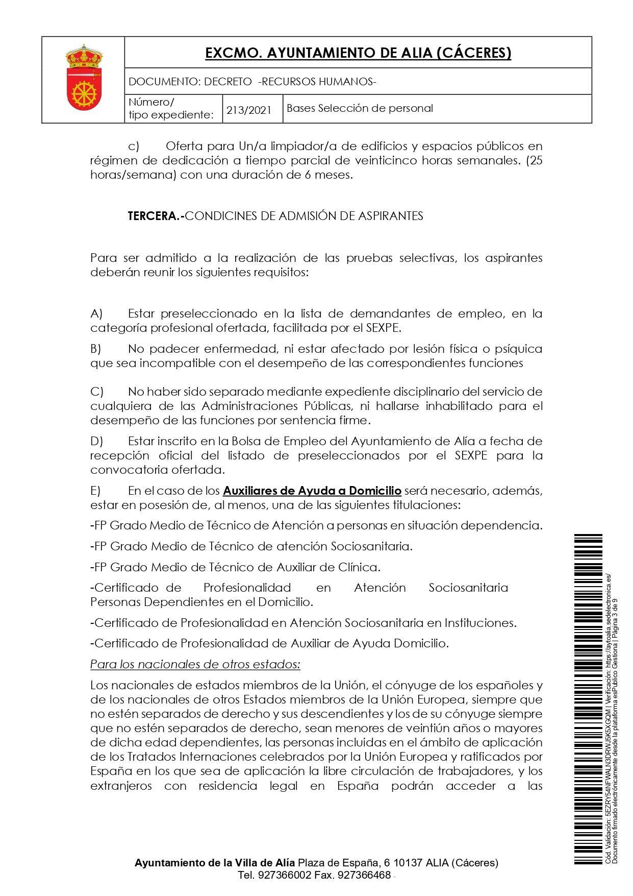 Bases para varios puestos de trabajo (octubre 2021) - Alía (Cáceres) 3