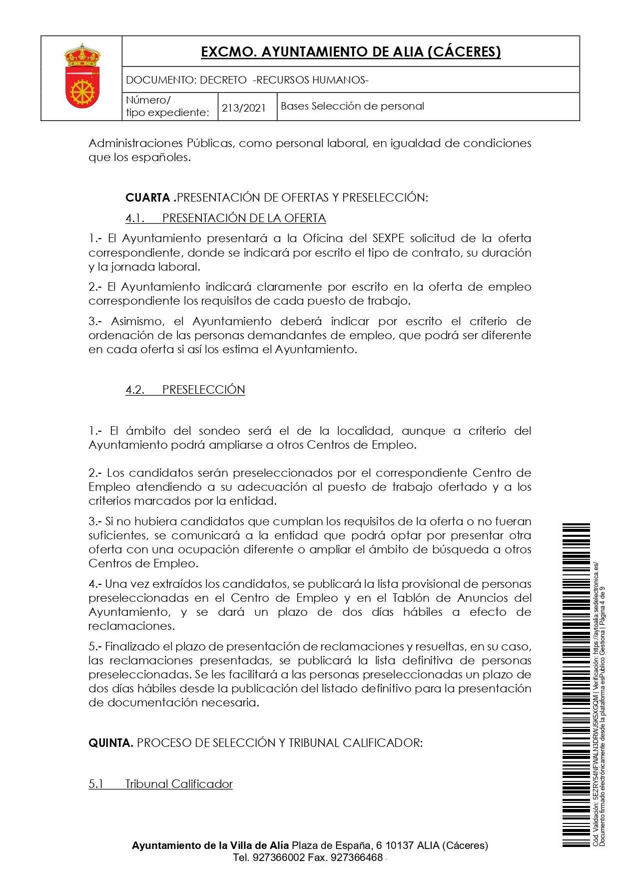 Bases para varios puestos de trabajo (octubre 2021) - Alía (Cáceres) 4
